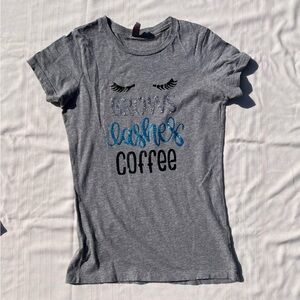 Brows, Lashes, Coffee Fitted Graphic Tee Shirt XS